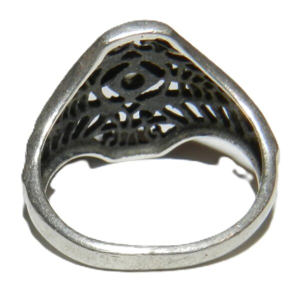 AVON 925 Sterling Silver Vintage GRP Round-Cut Shaped  Ornate Ring Size 5 - Picture 7 of 8